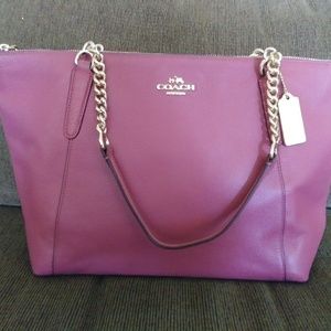 Coach pink pebbled leather handbag